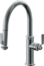 California Faucets Descanso Works Llave de Cocina Extraible Industrial con Rociador de Apretar - Pico Bajo en Arco - Níquel Negro