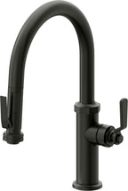 California Faucets Descanso Works Llave de Cocina Extraible Industrial con Rociador de Apretar - Pico Bajo en Arco - Bronce Bella Terra