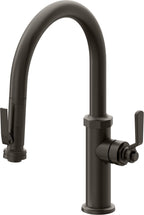 California Faucets Descanso Works Llave de Cocina Extraible Industrial con Rociador de Apretar - Pico Bajo en Arco - Bronce Oscuro