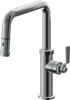California Faucets Descanso Works Llave de Cocina Extraible Industrial con Rociador de Boton - Pico Cuadruple - Níquel Negro