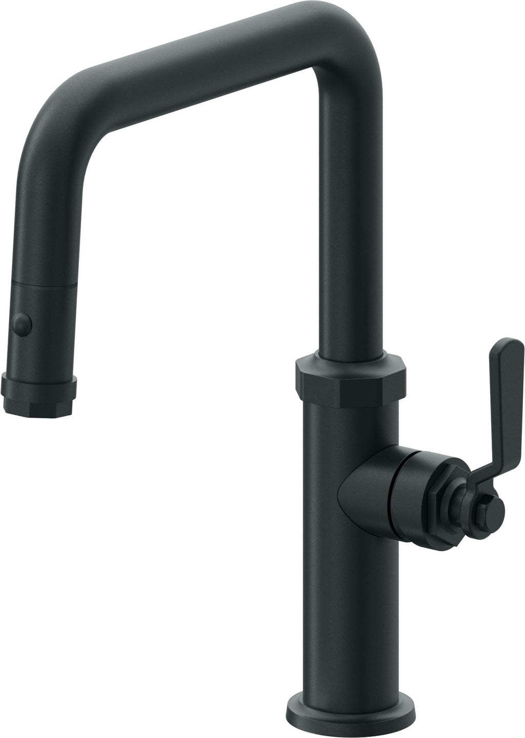 California Faucets Descanso Works Llave de Cocina Extraible Industrial con Rociador de Boton - Pico Cuadruple - Carbón