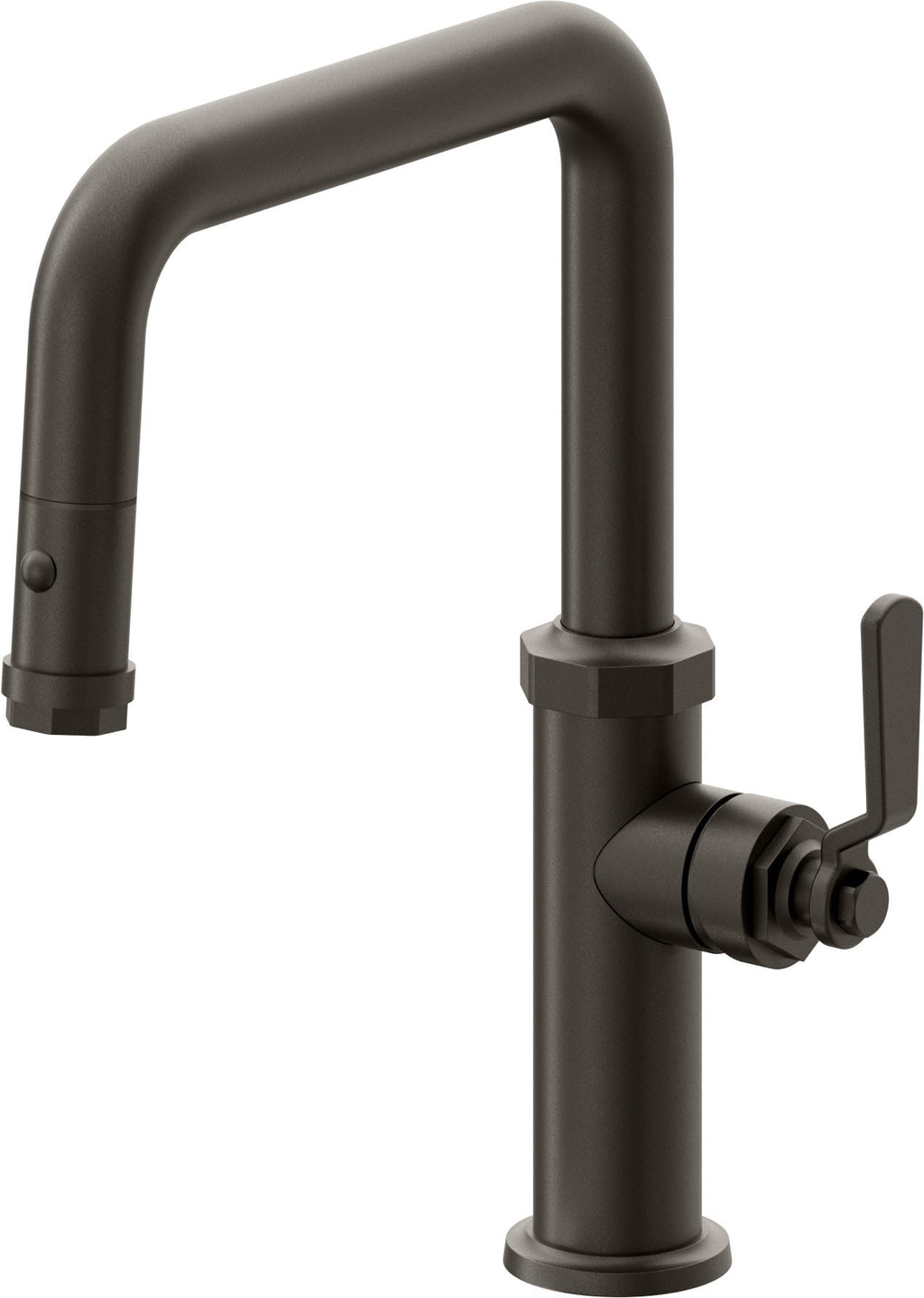 California Faucets Descanso Works Llave de Cocina Extraible Industrial con Rociador de Boton - Pico Cuadruple - Bronce Oscuro