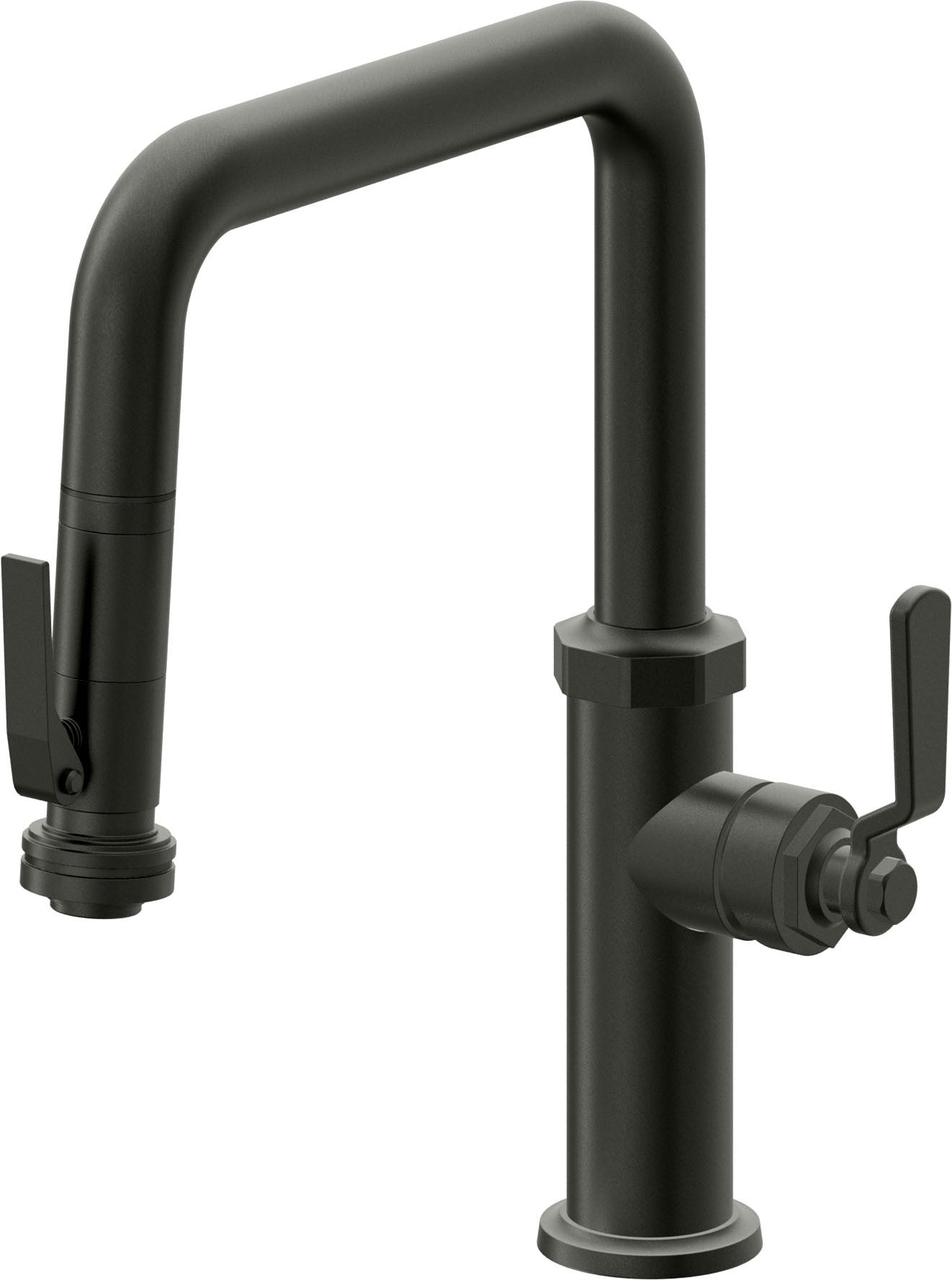 California Faucets Descanso Works Llave de Cocina Extraible Industrial con Rociador de Apretar - Pico Cuadruple - Bronce Bella Terra