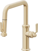 California Faucets Descanso Works Llave de Cocina Extraible Industrial con Rociador de Apretar - Pico Cuadruple - Latón Satinado