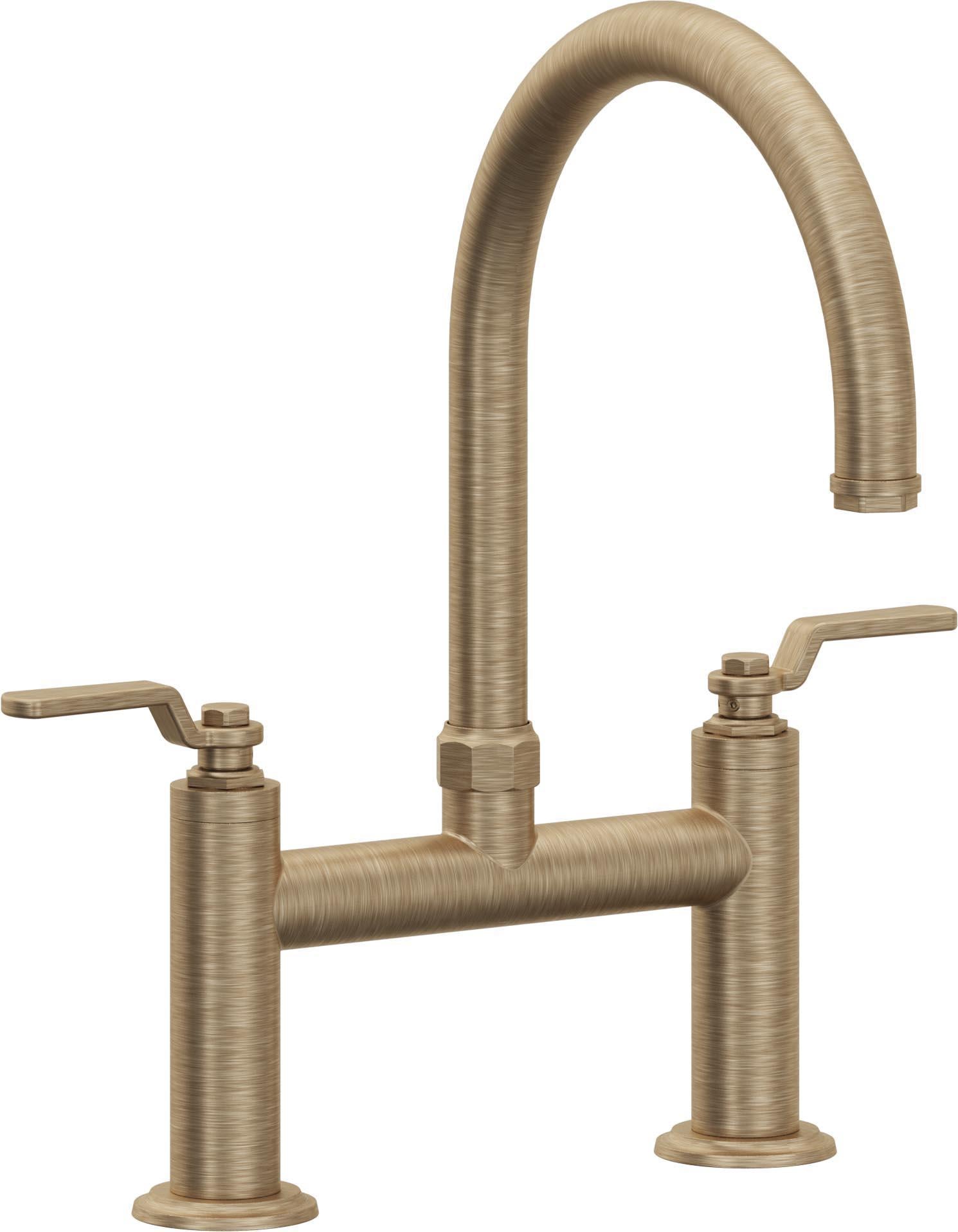 California Faucets Descanso Works Llave de Cocina Tipo Puente Industrial - Pico en Arco - Latón Antiguo Mate