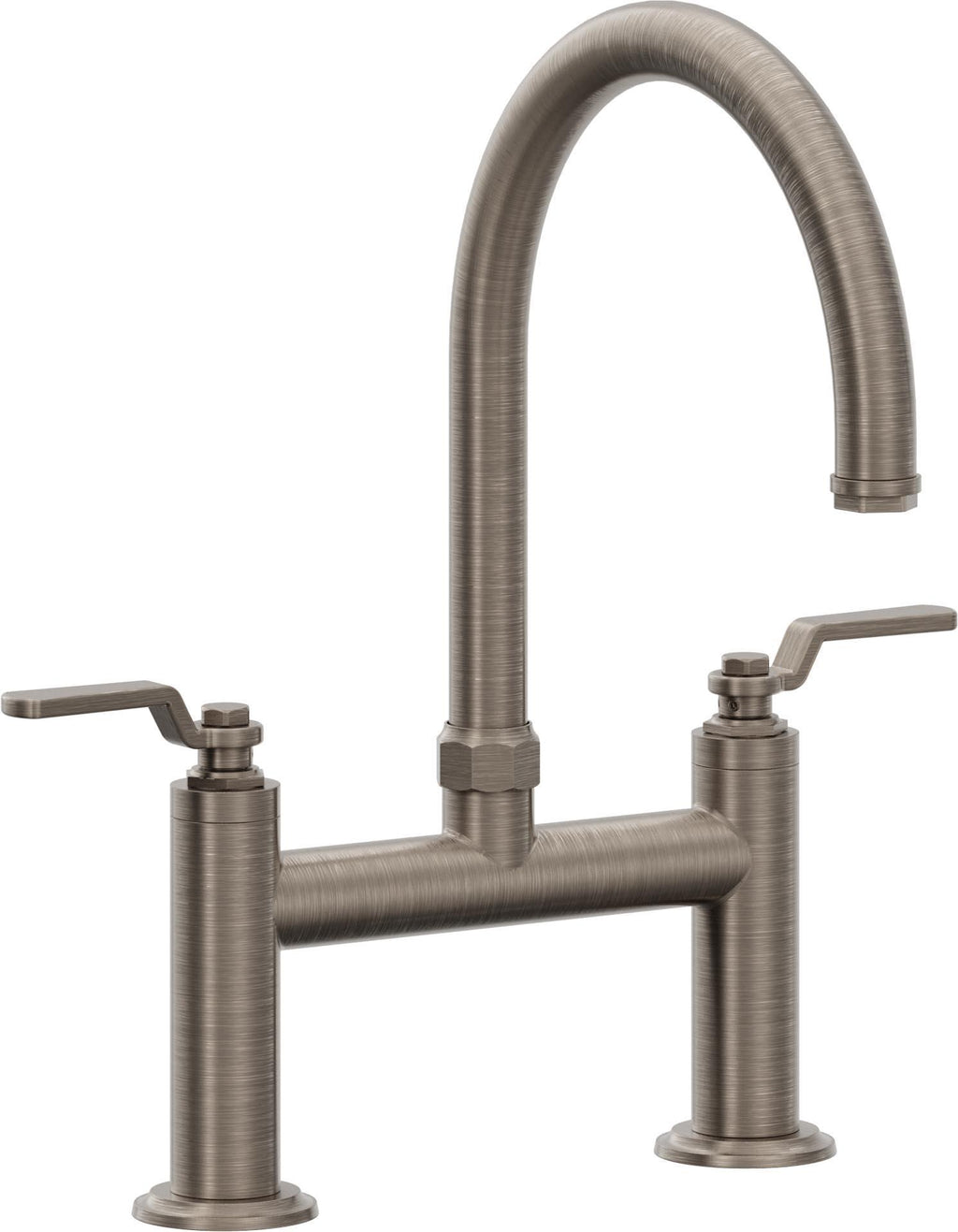 California Faucets Descanso Works Llave de Cocina Tipo Puente Industrial - Pico en Arco - Níquel Antiguo Mate