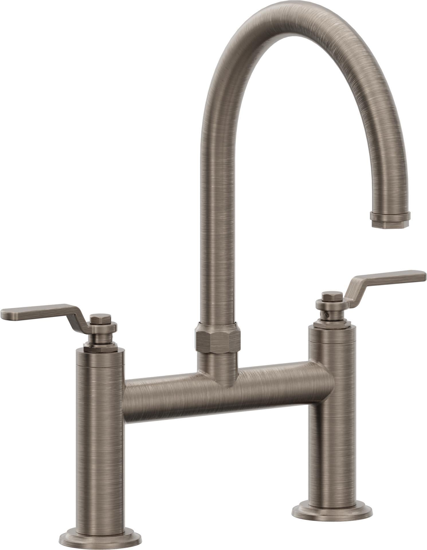 California Faucets Descanso Works Llave de Cocina Tipo Puente Industrial - Pico en Arco - Níquel Antiguo Mate
