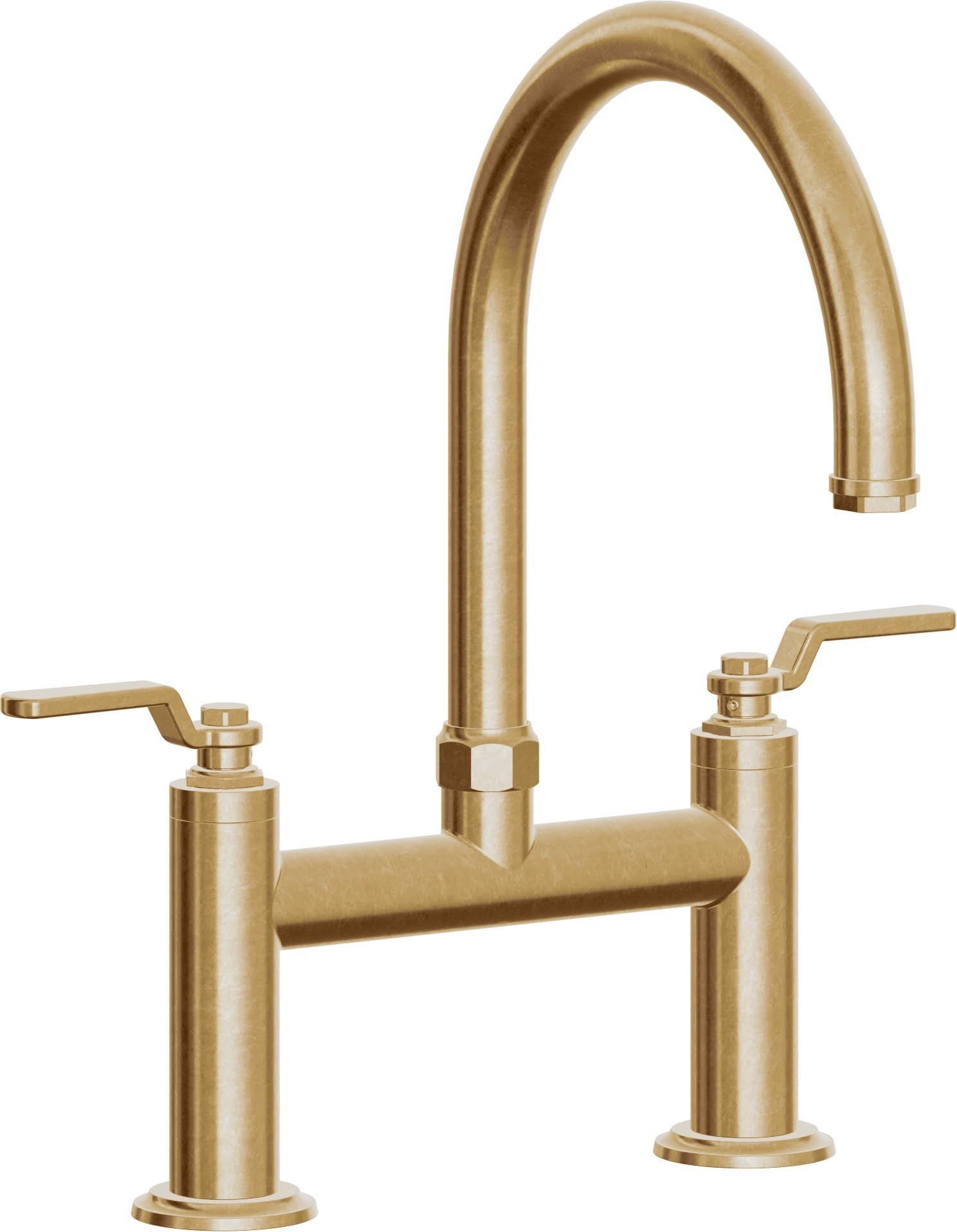 California Faucets Descanso Works Llave de Cocina Tipo Puente Industrial - Pico en Arco - Latón Bruñido