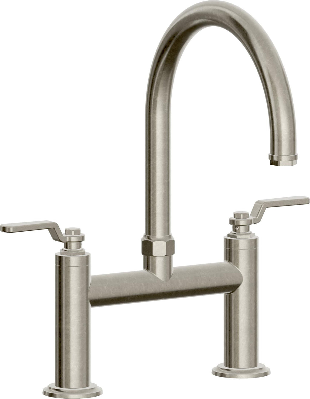 California Faucets Descanso Works Llave de Cocina Tipo Puente Industrial - Pico en Arco - Níquel Bruñido