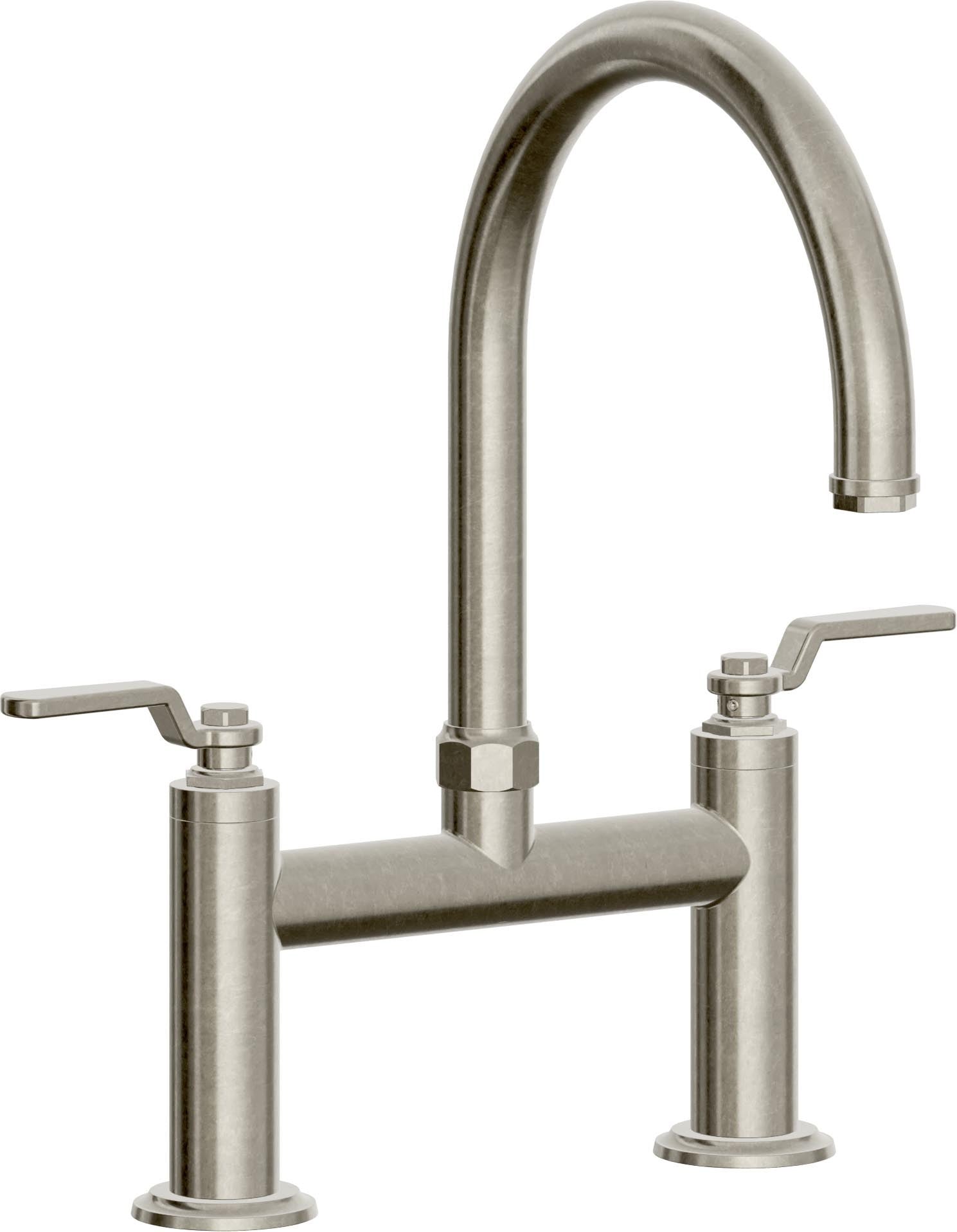 California Faucets Descanso Works Llave de Cocina Tipo Puente Industrial - Pico en Arco - Níquel Bruñido