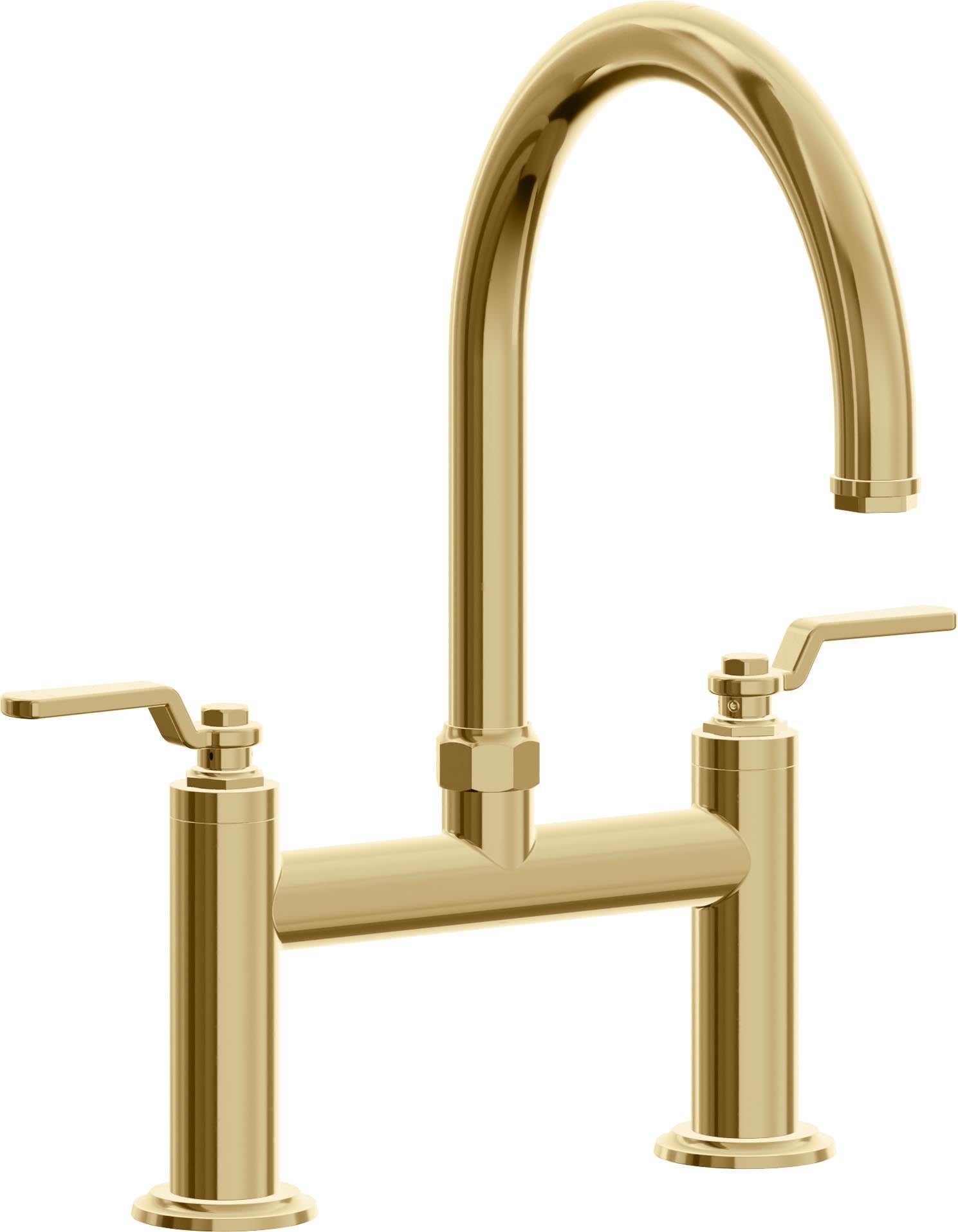 California Faucets Descanso Works Llave de Cocina Tipo Puente Industrial - Pico en Arco - Oro Francés