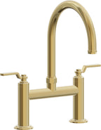 California Faucets Descanso Works Llave de Cocina Tipo Puente Industrial - Pico en Arco - Oro Pulido de por Vida