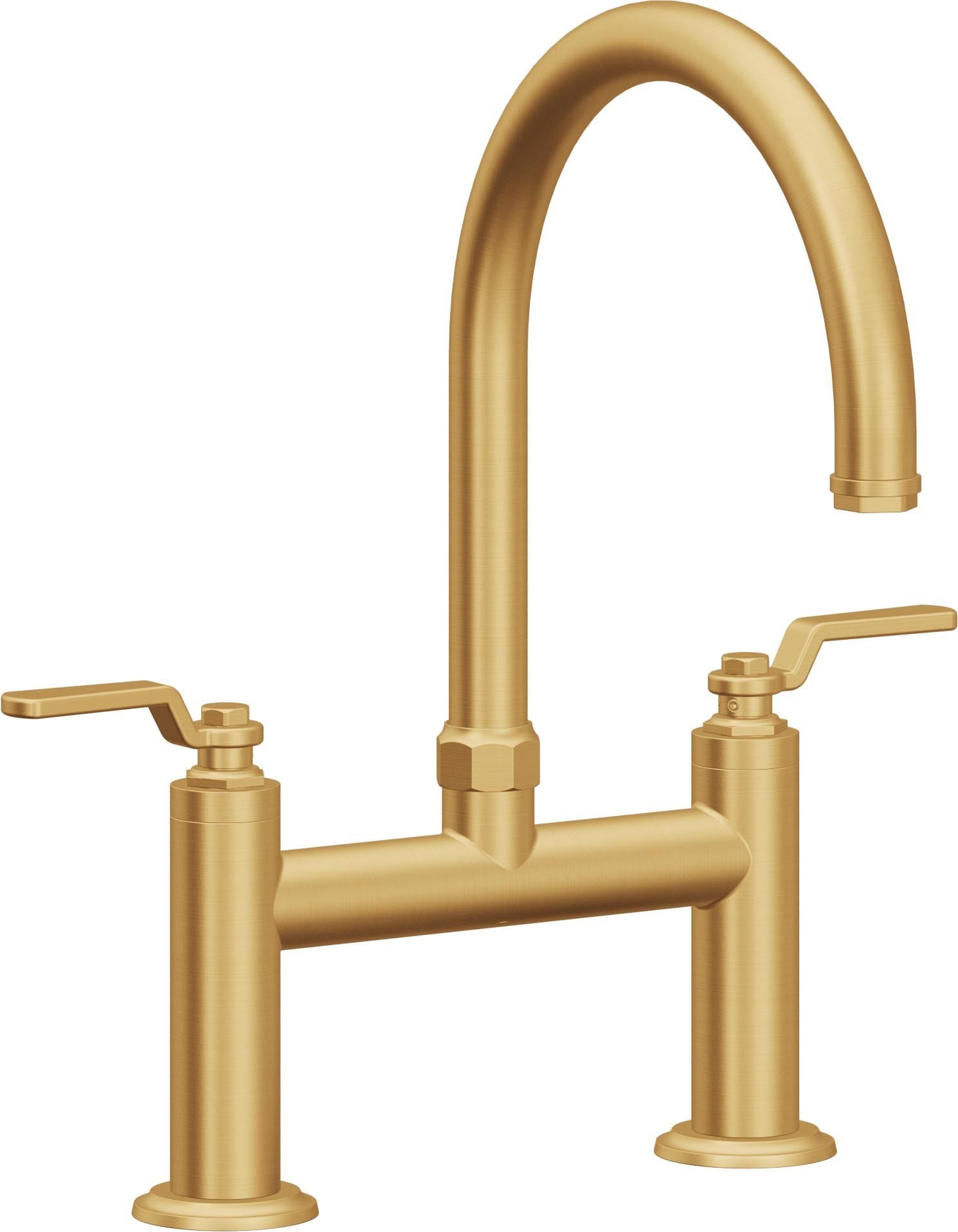 California Faucets Descanso Works Llave de Cocina Tipo Puente Industrial - Pico en Arco - Oro Satinado de por Vida