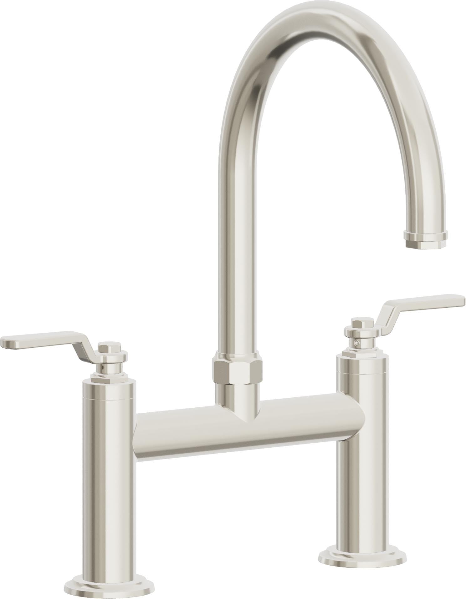 California Faucets Descanso Works Llave de Cocina Tipo Puente Industrial - Pico en Arco - Níquel Pulido