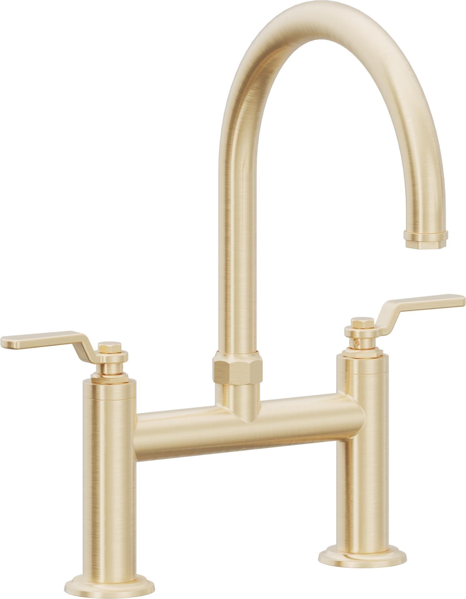 California Faucets Descanso Works Llave de Cocina Tipo Puente Industrial - Pico en Arco - Latón Satinado
