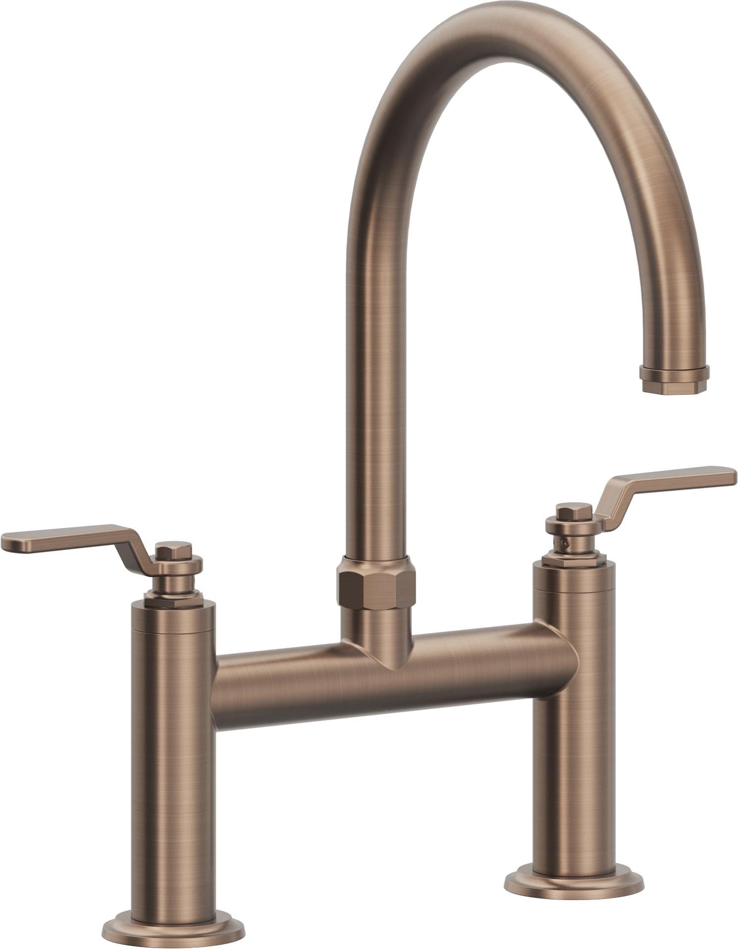 California Faucets Descanso Works Llave de Cocina Tipo Puente Industrial - Pico en Arco - Bronce Satinado