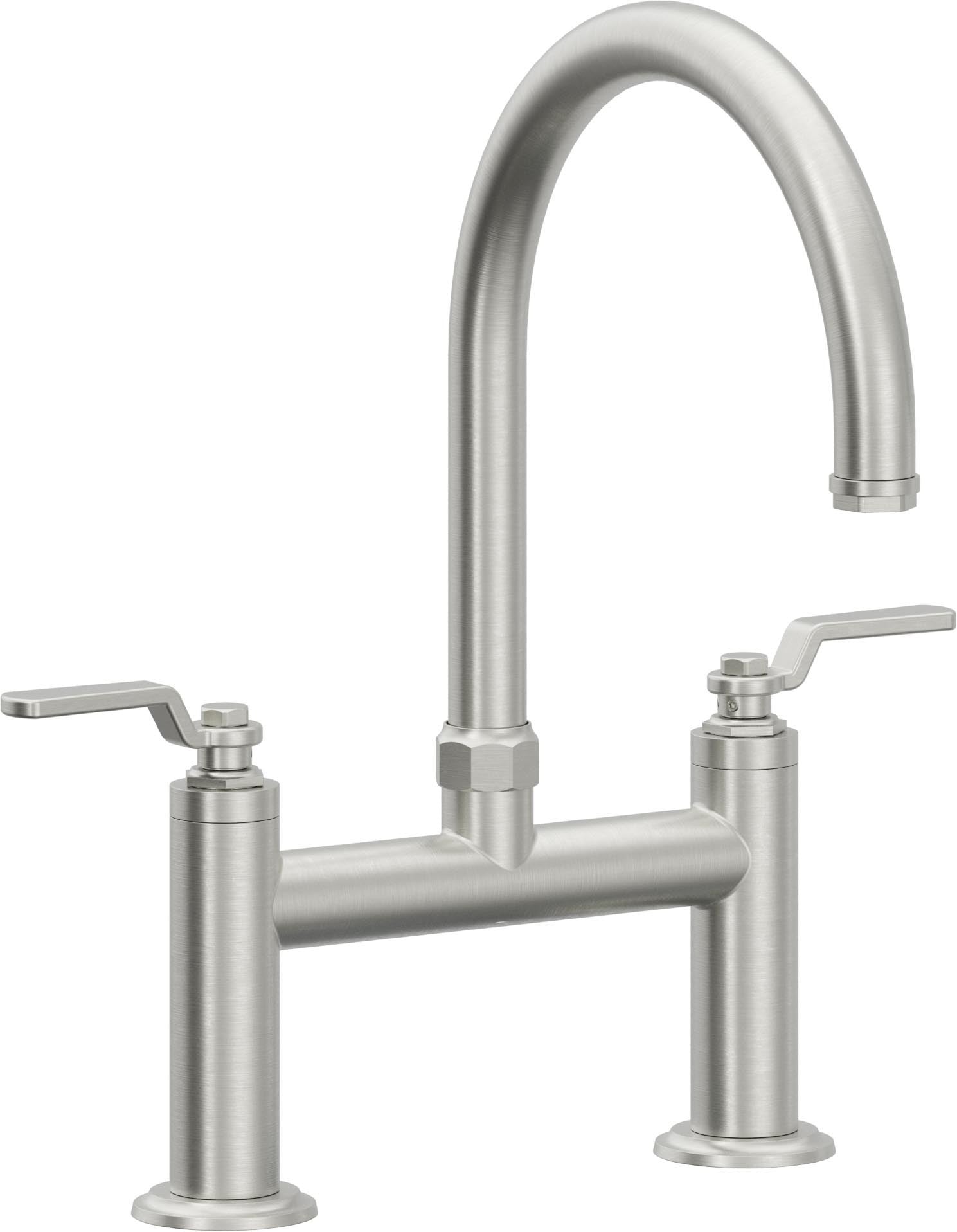 California Faucets Descanso Works Llave de Cocina Tipo Puente Industrial - Pico en Arco - Cromo Satinado
