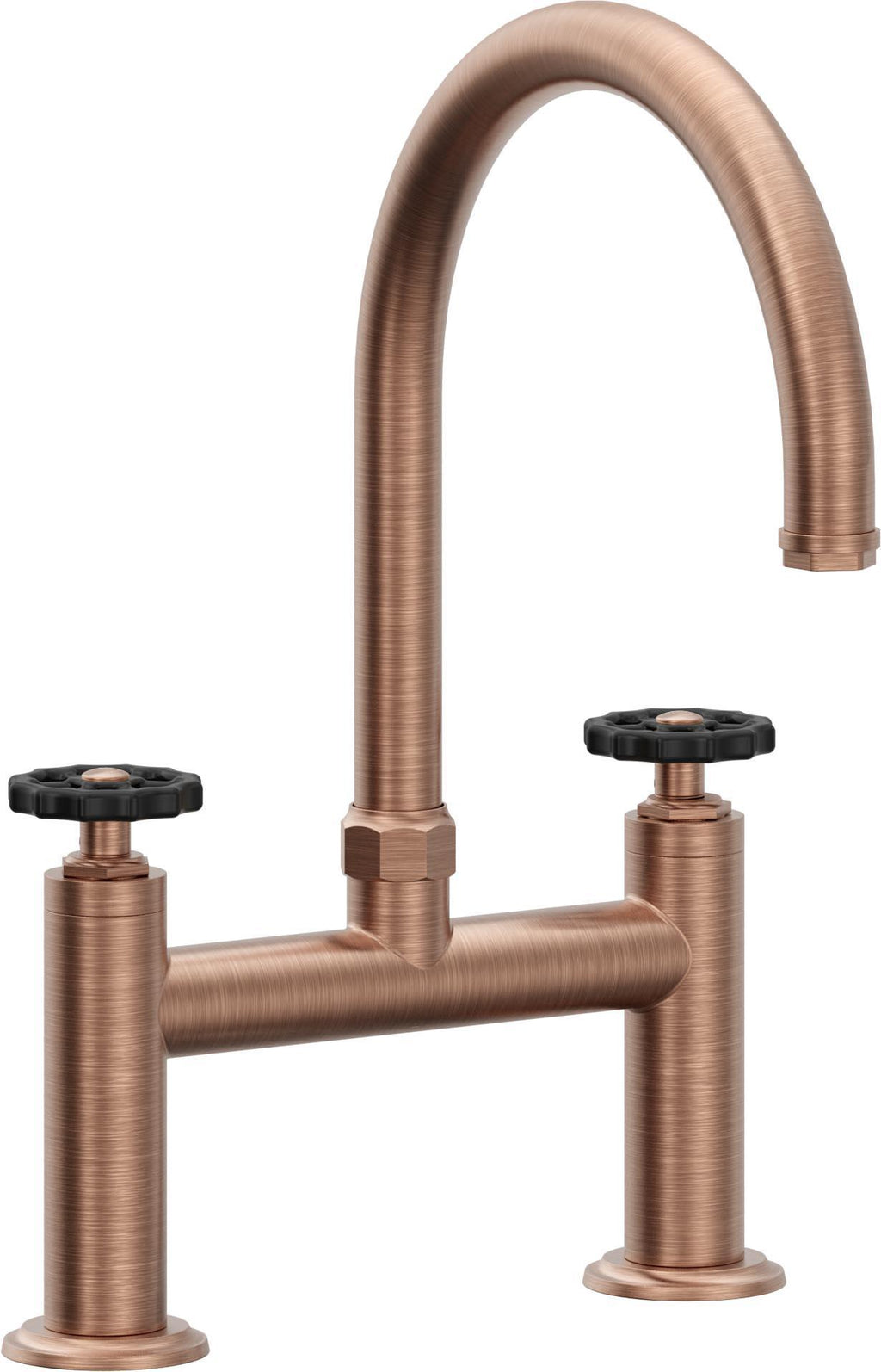 California Faucets Descanso Works Llave de Cocina Tipo Puente Industrial - Pico en Arco - Cobre Antiguo Mate