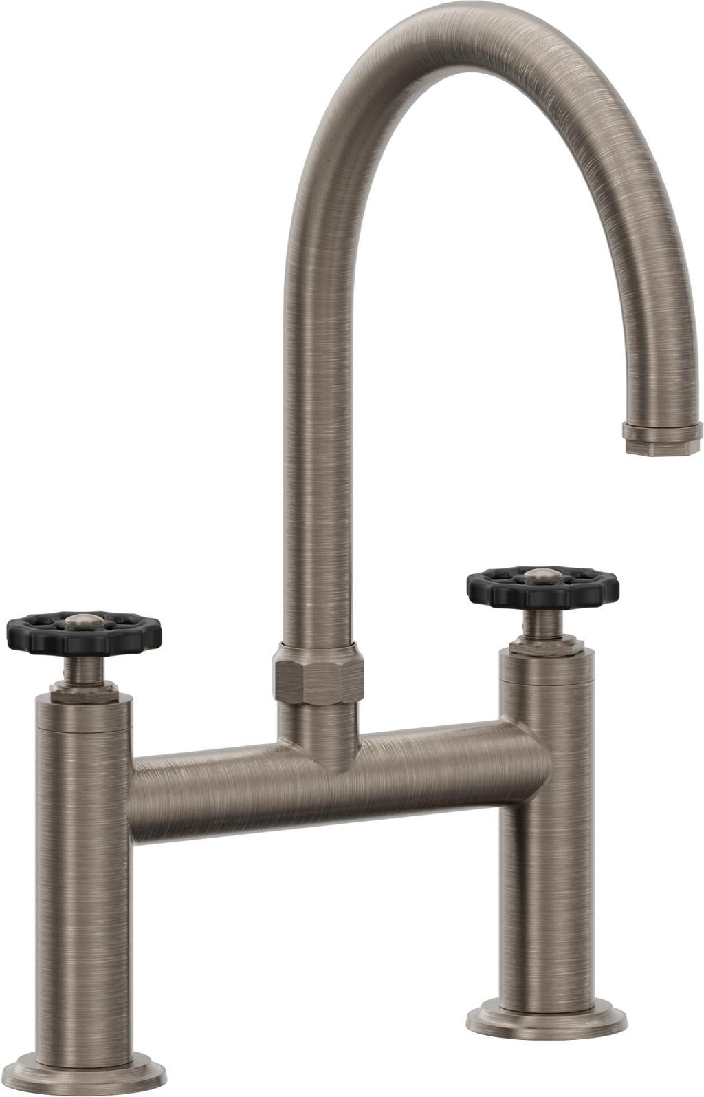 California Faucets Descanso Works Llave de Cocina Tipo Puente Industrial - Pico en Arco - Níquel Antiguo Mate