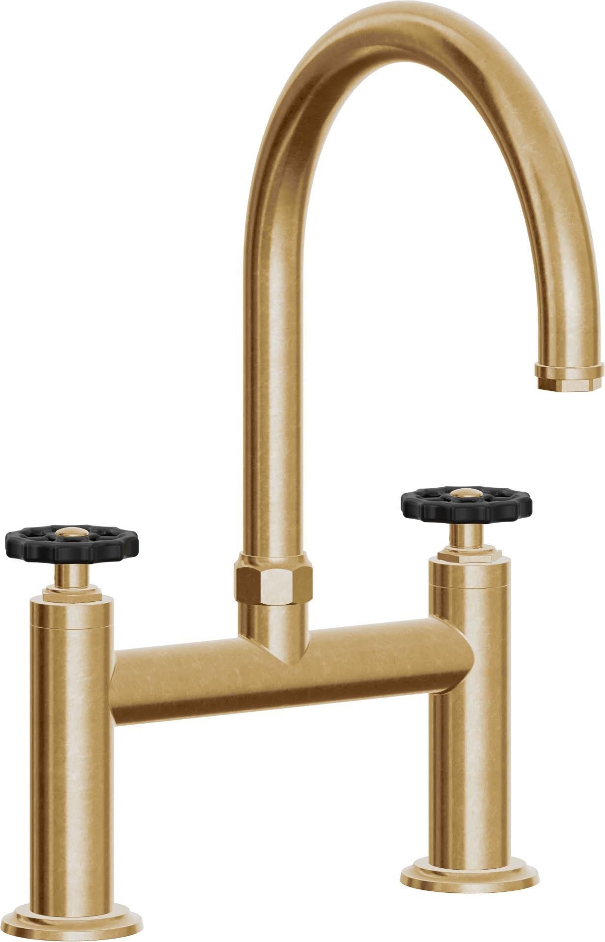 California Faucets Descanso Works Llave de Cocina Tipo Puente Industrial - Pico en Arco - Latón Bruñido
