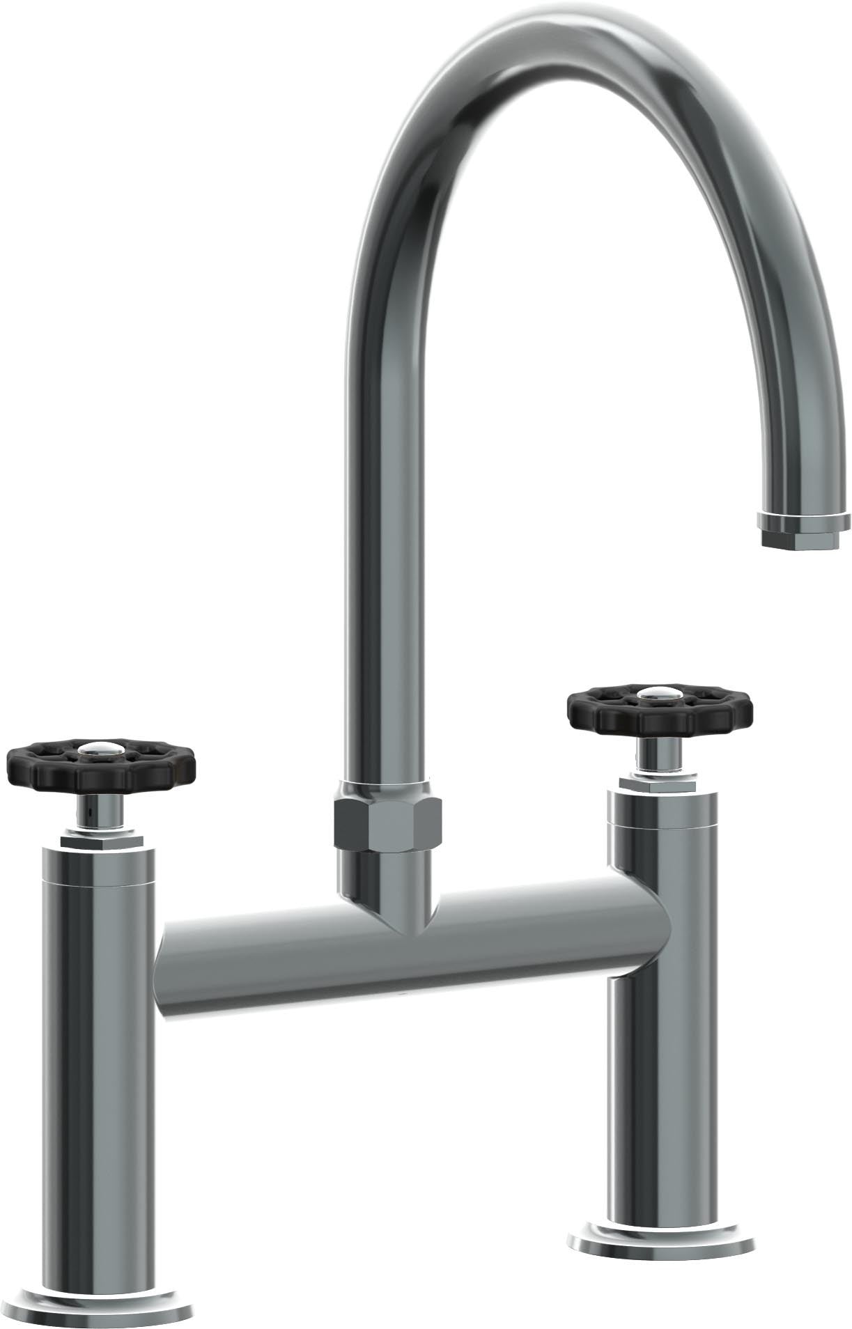 California Faucets Descanso Works Llave de Cocina Tipo Puente Industrial - Pico en Arco - Níquel Negro
