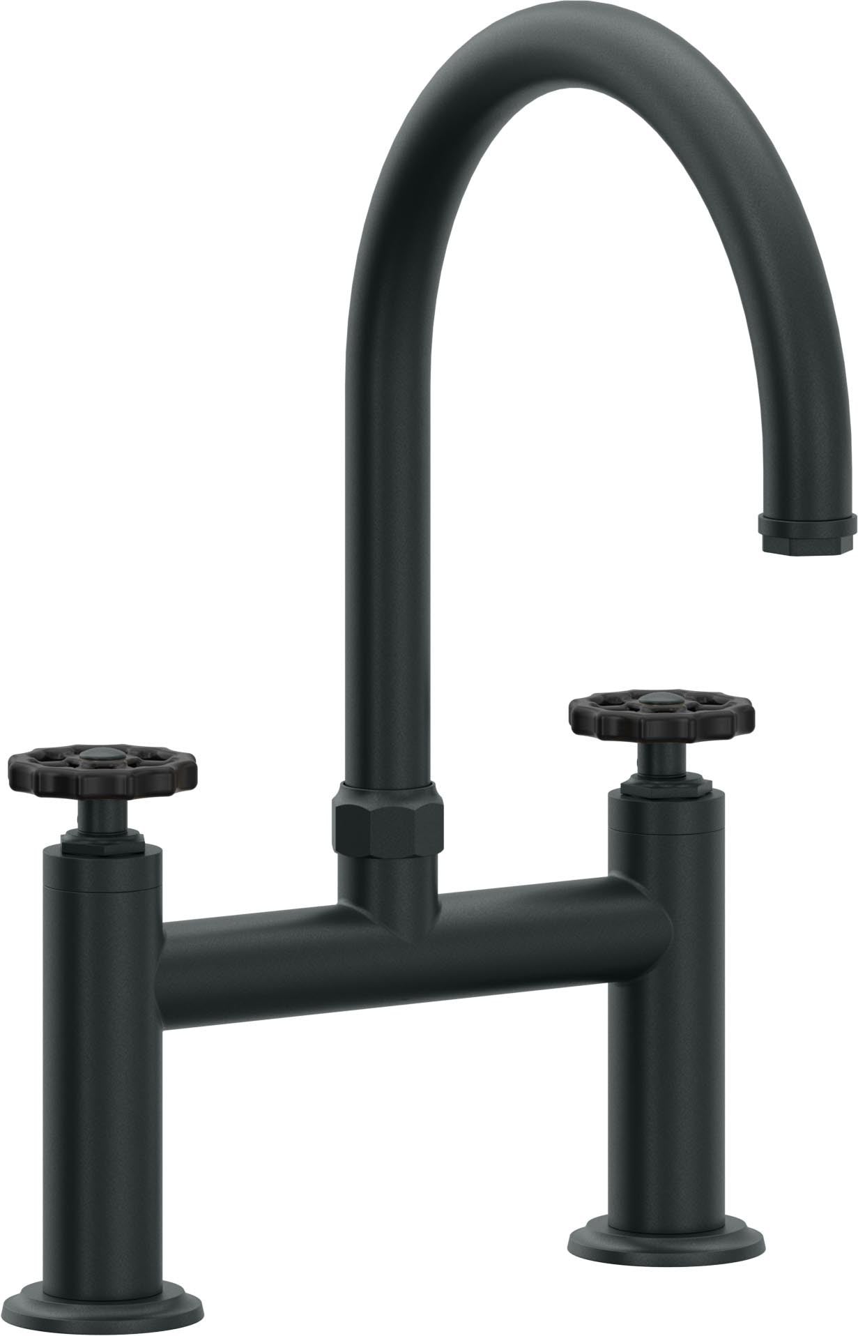 California Faucets Descanso Works Llave de Cocina Tipo Puente Industrial - Pico en Arco - Carbón