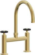 California Faucets Descanso Works Llave de Cocina Tipo Puente Industrial - Pico en Arco - Oro Pulido de por Vida