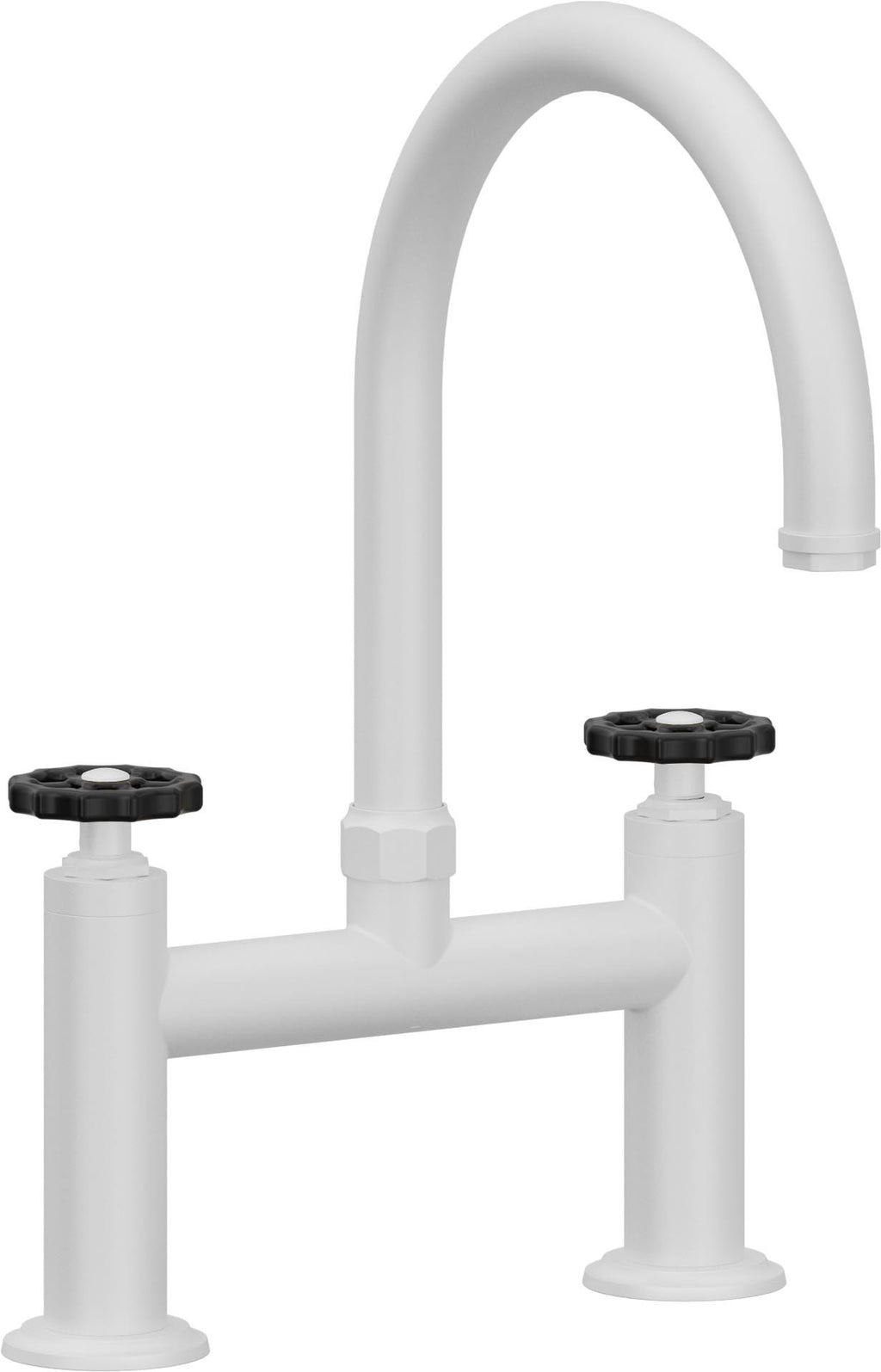 California Faucets Descanso Works Llave de Cocina Tipo Puente Industrial - Pico en Arco - Blanco Mate