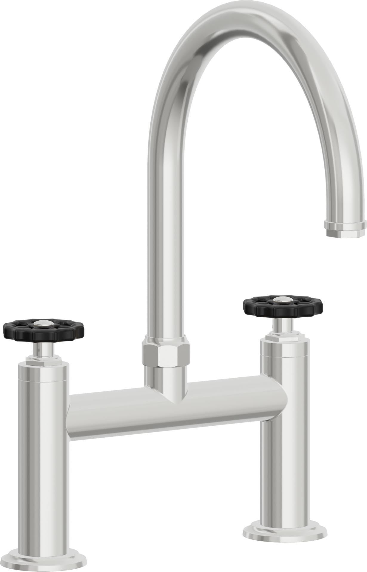 California Faucets Descanso Works Llave de Cocina Tipo Puente Industrial - Pico en Arco - Cromo Pulido