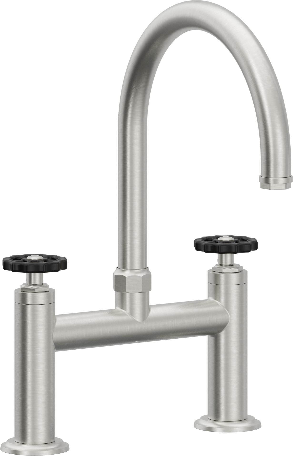 California Faucets Descanso Works Llave de Cocina Tipo Puente Industrial - Pico en Arco - Cromo Satinado
