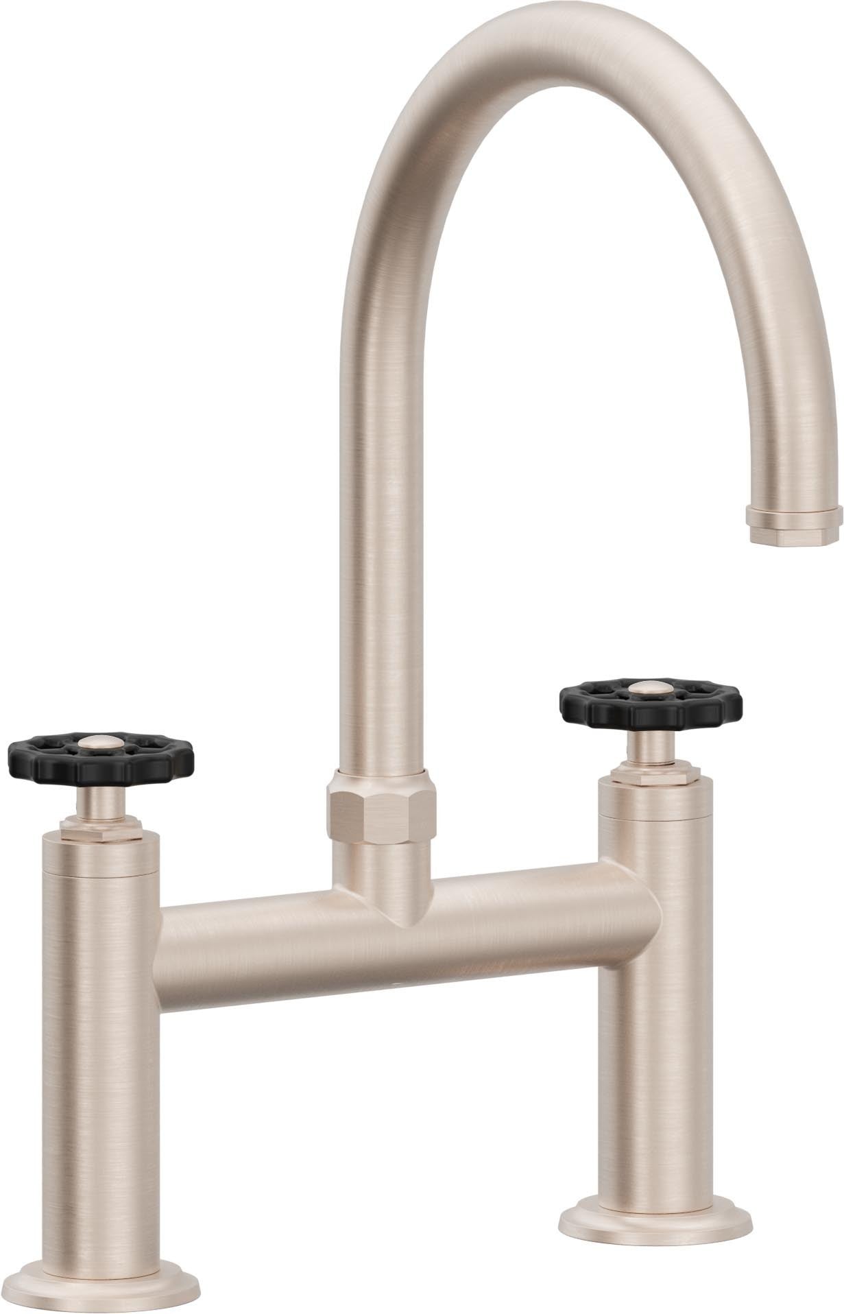 California Faucets Descanso Works Llave de Cocina Tipo Puente Industrial - Pico en Arco - Níquel Satinado