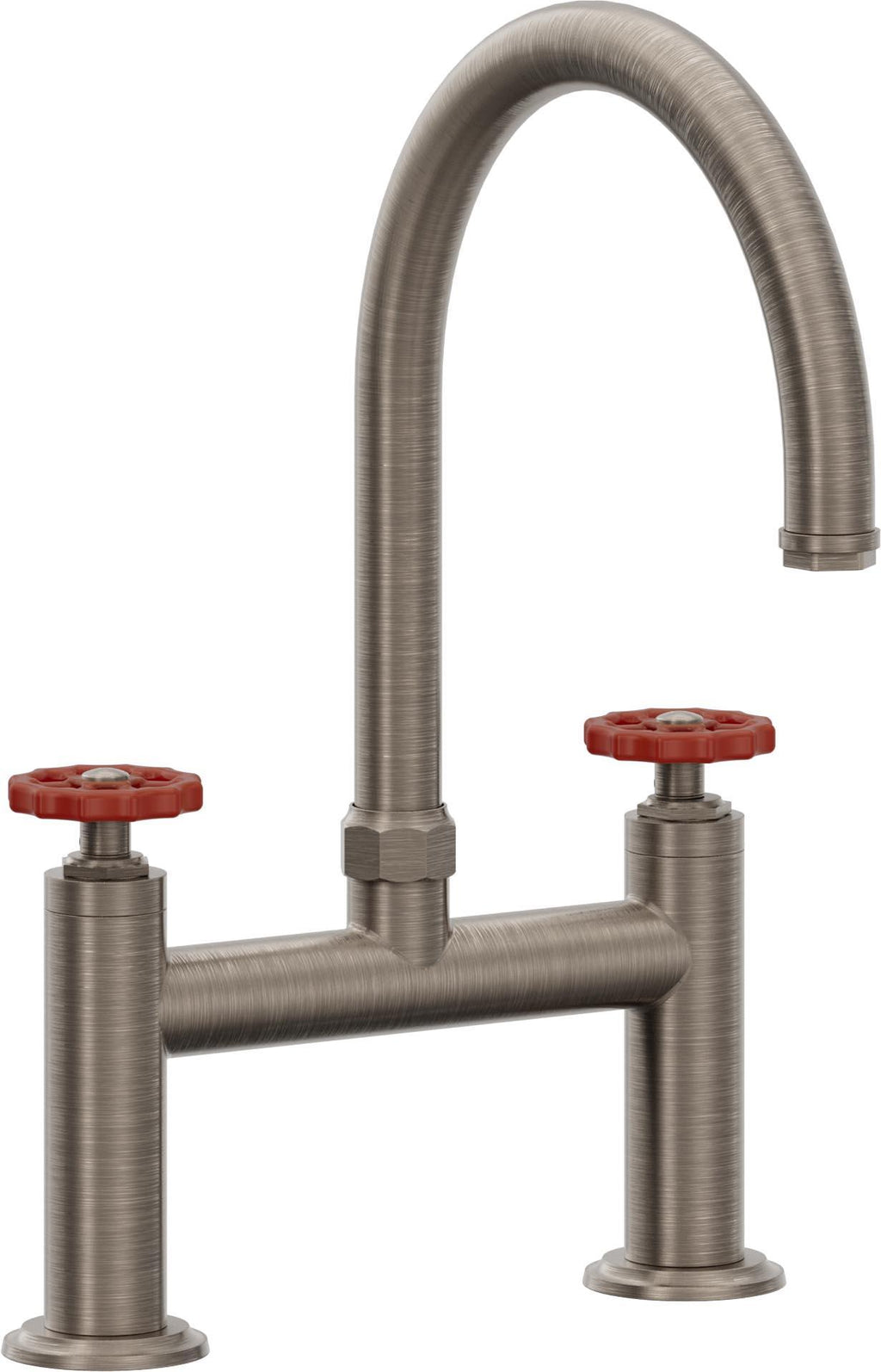 California Faucets Descanso Works Llave de Cocina Tipo Puente Industrial - Pico en Arco - Níquel Antiguo Mate