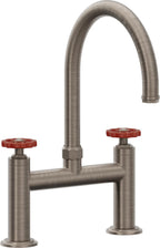 California Faucets Descanso Works Llave de Cocina Tipo Puente Industrial - Pico en Arco - Níquel Antiguo Mate