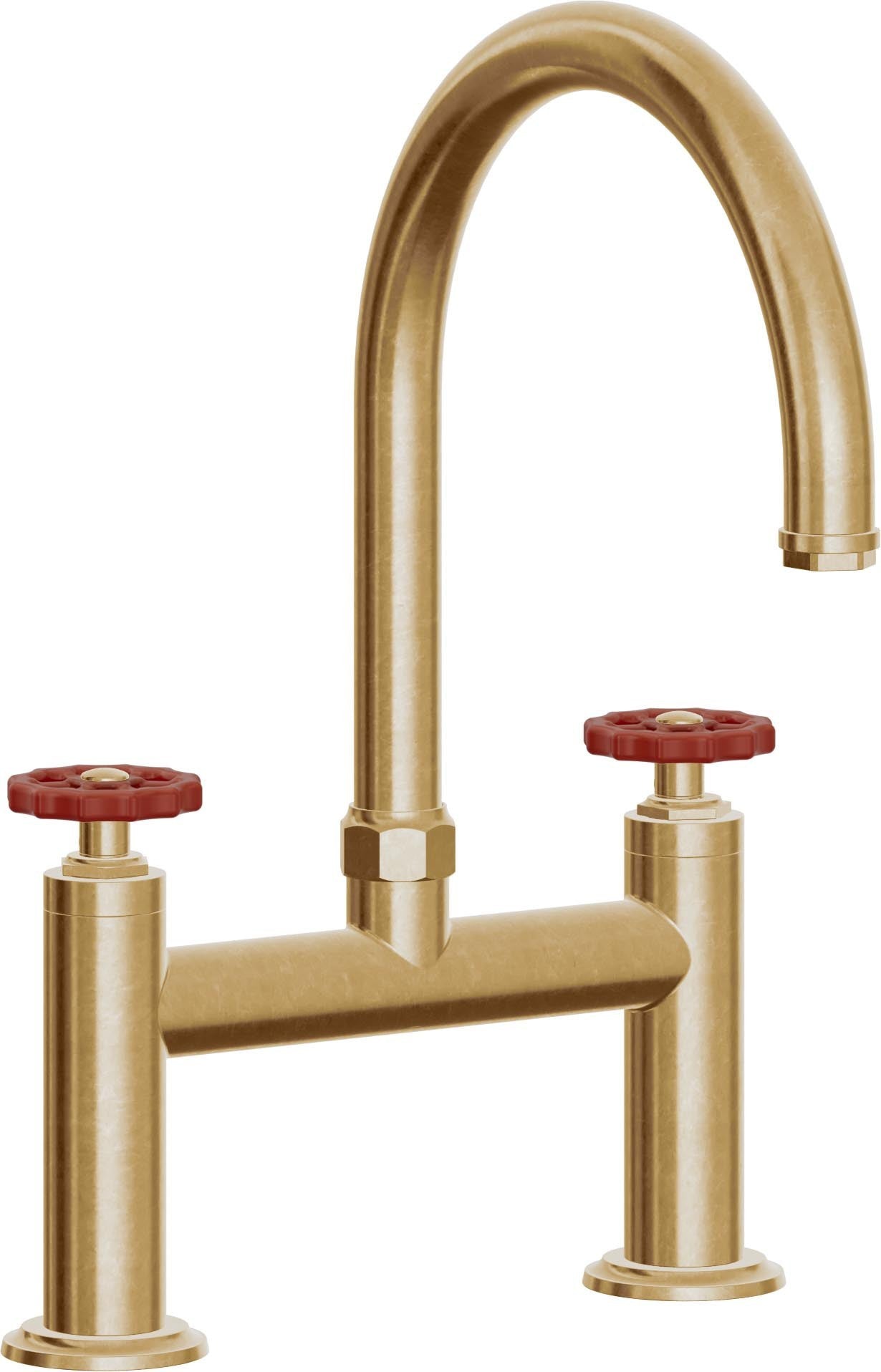 California Faucets Descanso Works Llave de Cocina Tipo Puente Industrial - Pico en Arco - Latón Bruñido
