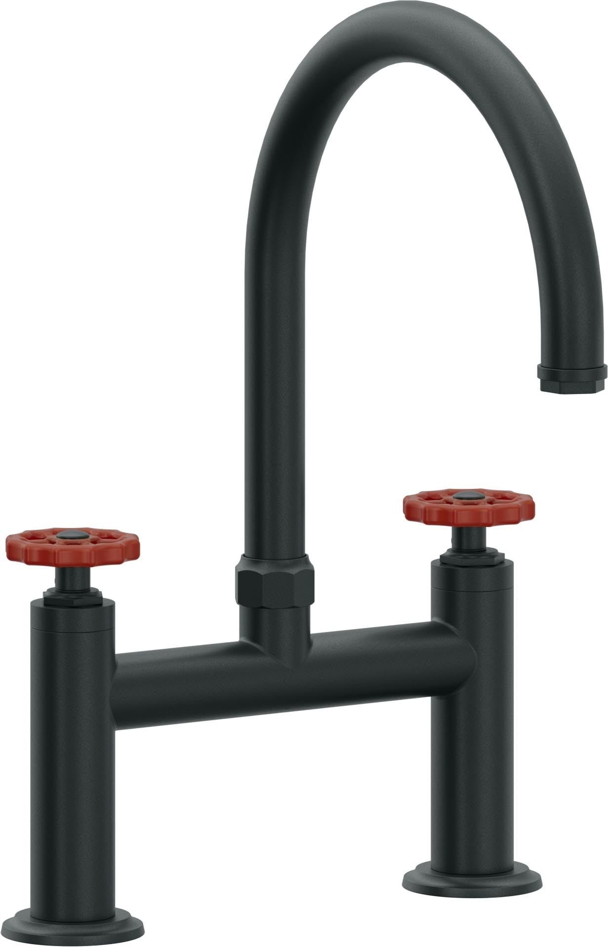 California Faucets Descanso Works Llave de Cocina Tipo Puente Industrial - Pico en Arco - Carbón