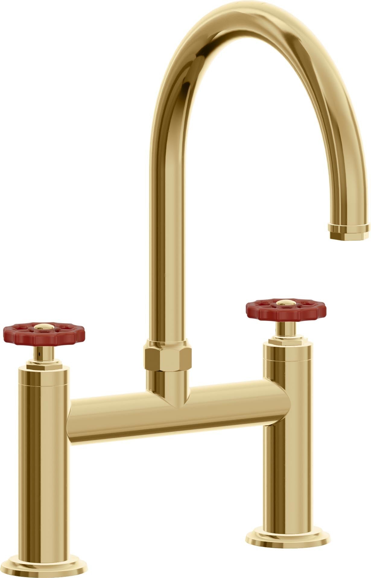 California Faucets Descanso Works Llave de Cocina Tipo Puente Industrial - Pico en Arco - Oro Francés