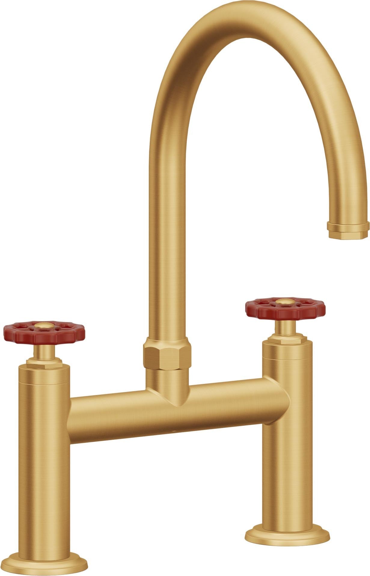 California Faucets Descanso Works Llave de Cocina Tipo Puente Industrial - Pico en Arco - Oro Satinado de por Vida