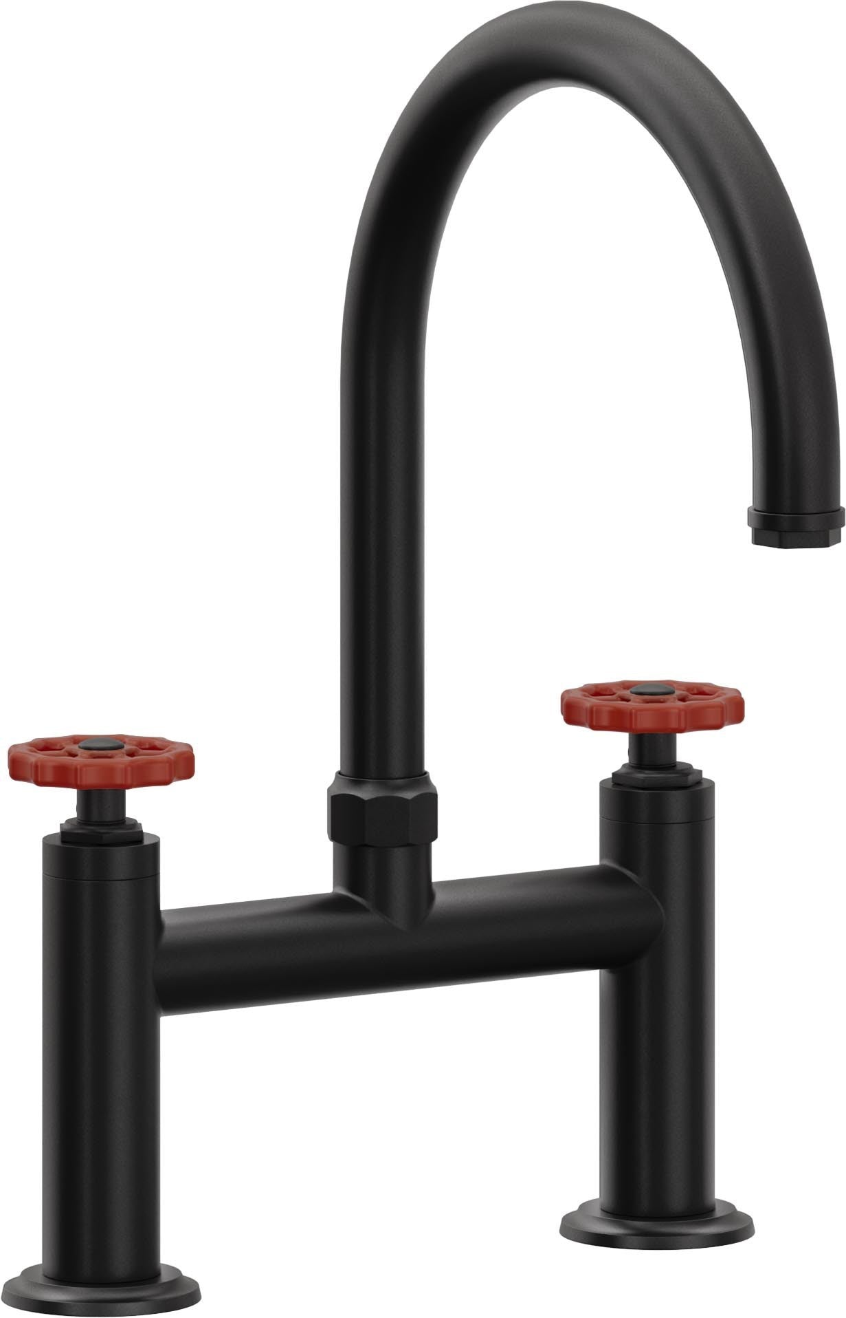California Faucets Descanso Works Llave de Cocina Tipo Puente Industrial - Pico en Arco - Negro Mate