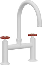 California Faucets Descanso Works Llave de Cocina Tipo Puente Industrial - Pico en Arco - Blanco Mate