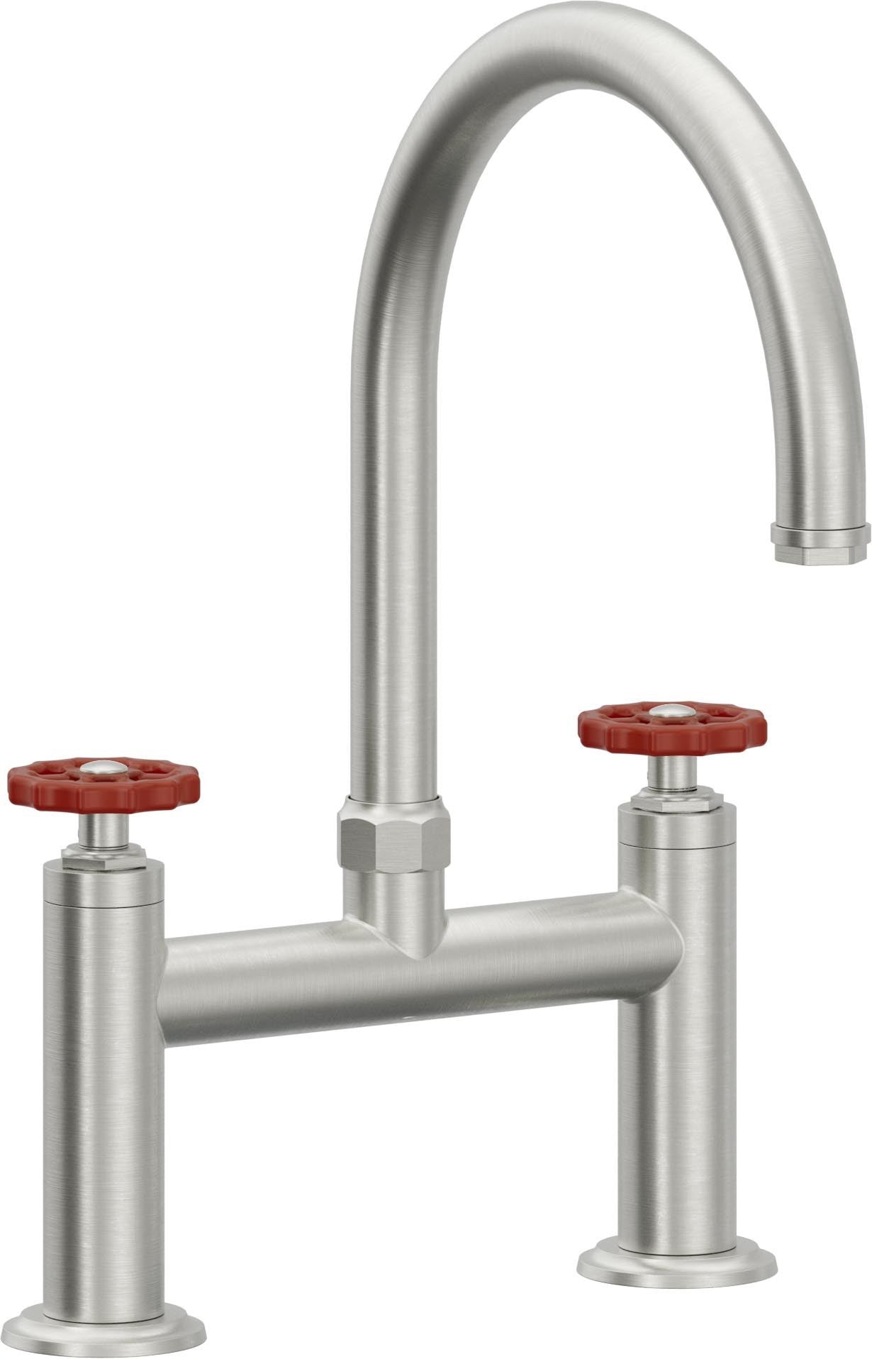 California Faucets Descanso Works Llave de Cocina Tipo Puente Industrial - Pico en Arco - Cromo Satinado