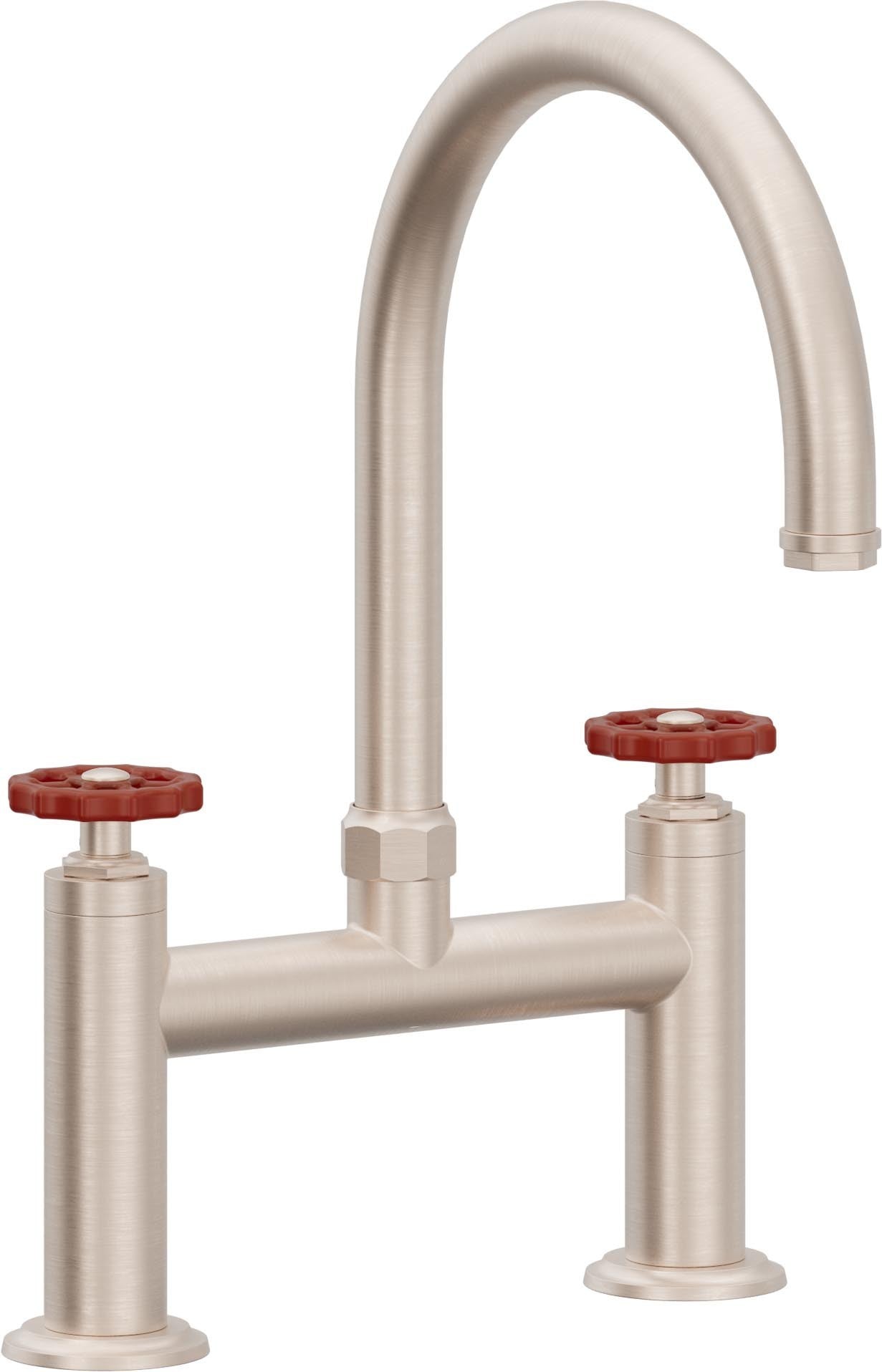 California Faucets Descanso Works Llave de Cocina Tipo Puente Industrial - Pico en Arco - Níquel Satinado