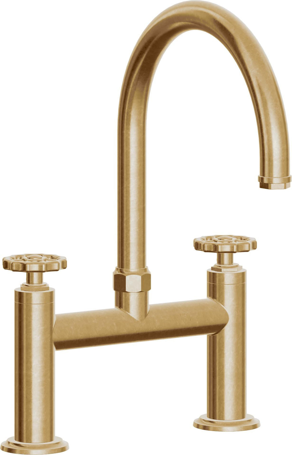 California Faucets Descanso Works Llave de Cocina Tipo Puente Industrial - Pico en Arco - Latón Bruñido
