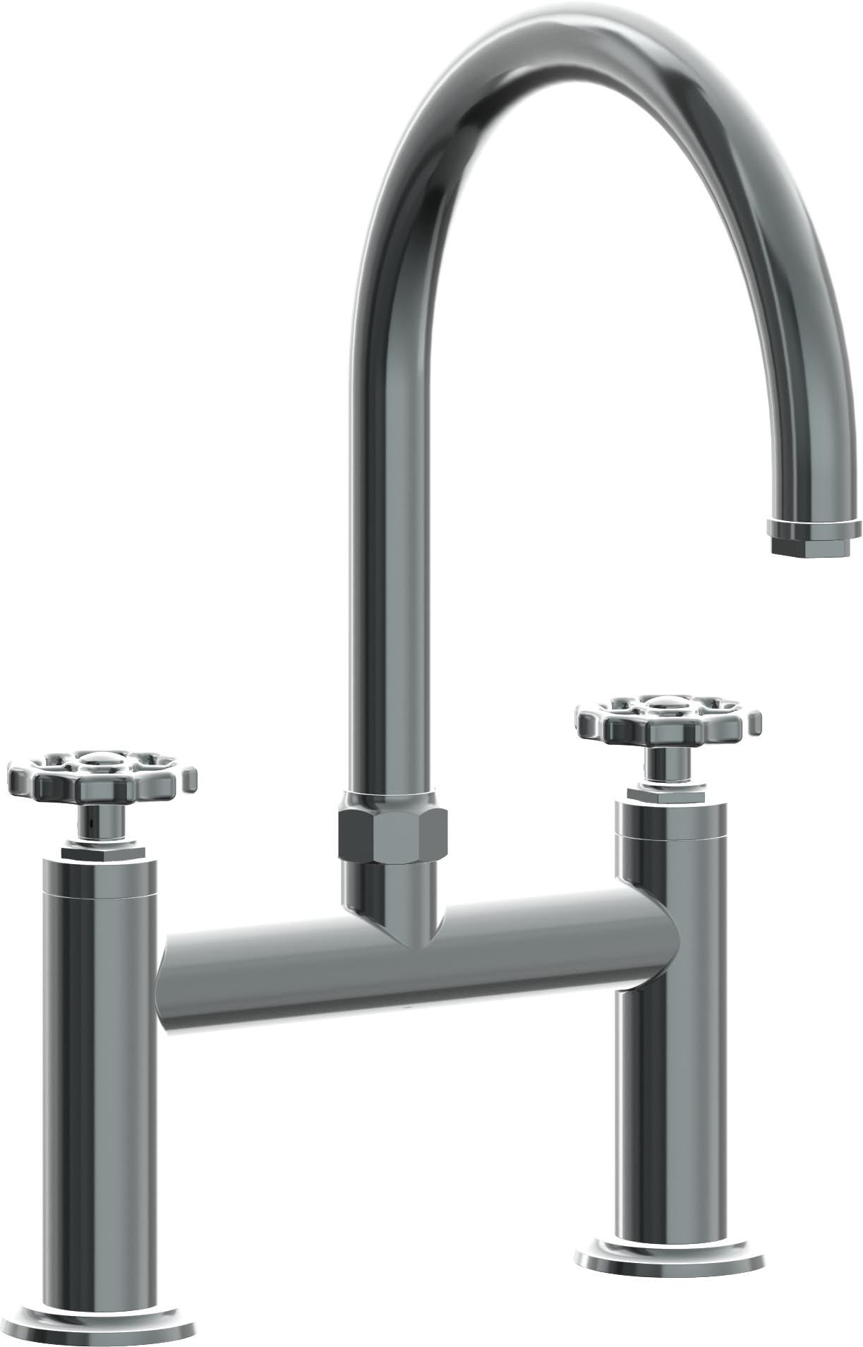 California Faucets Descanso Works Llave de Cocina Tipo Puente Industrial - Pico en Arco - Níquel Negro