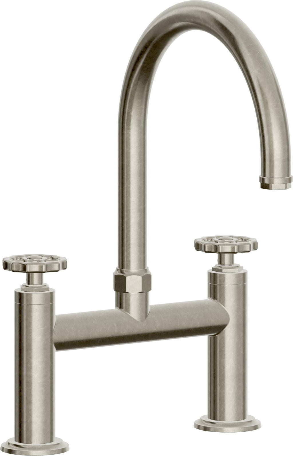 California Faucets Descanso Works Llave de Cocina Tipo Puente Industrial - Pico en Arco - Níquel Bruñido