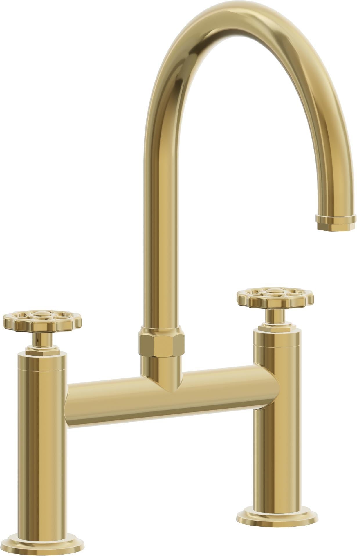 California Faucets Descanso Works Llave de Cocina Tipo Puente Industrial - Pico en Arco - Oro Pulido de por Vida