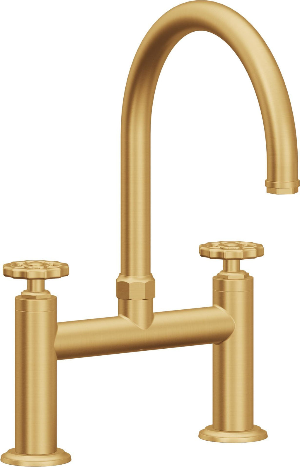 California Faucets Descanso Works Llave de Cocina Tipo Puente Industrial - Pico en Arco - Oro Satinado de por Vida