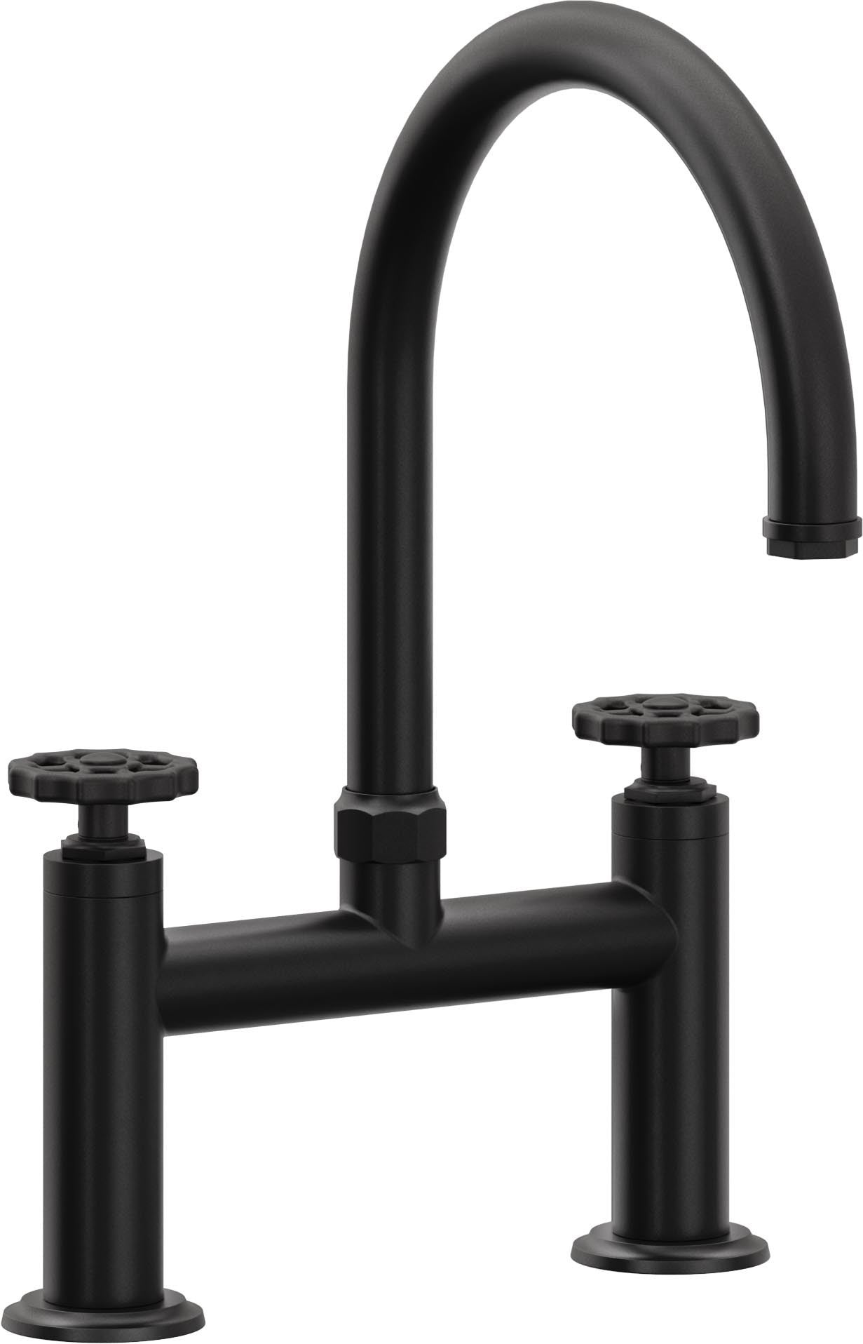 California Faucets Descanso Works Llave de Cocina Tipo Puente Industrial - Pico en Arco - Negro Mate