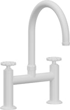 California Faucets Descanso Works Llave de Cocina Tipo Puente Industrial - Pico en Arco - Blanco Mate