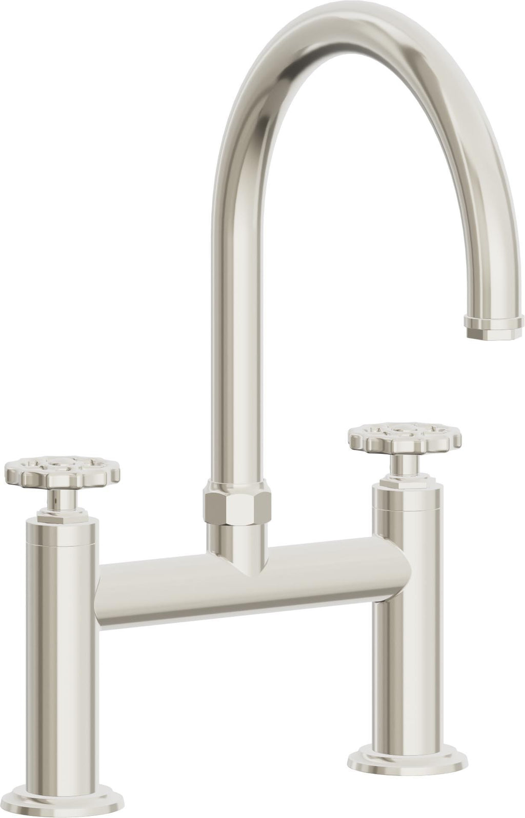 California Faucets Descanso Works Llave de Cocina Tipo Puente Industrial - Pico en Arco - Níquel Pulido