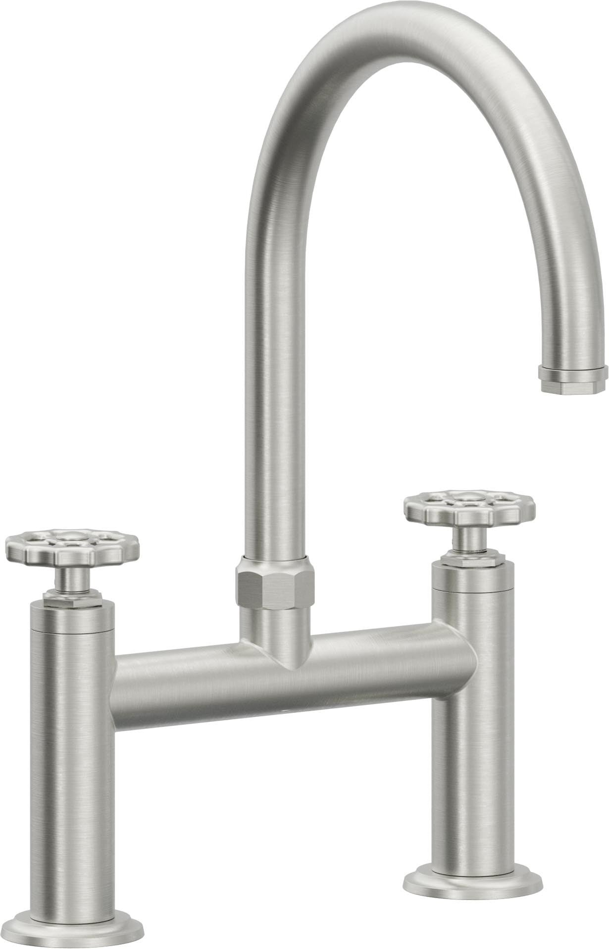 California Faucets Descanso Works Llave de Cocina Tipo Puente Industrial - Pico en Arco - Cromo Satinado